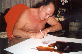 Adi Da Samraj Signing One of His She Paintings, 1998